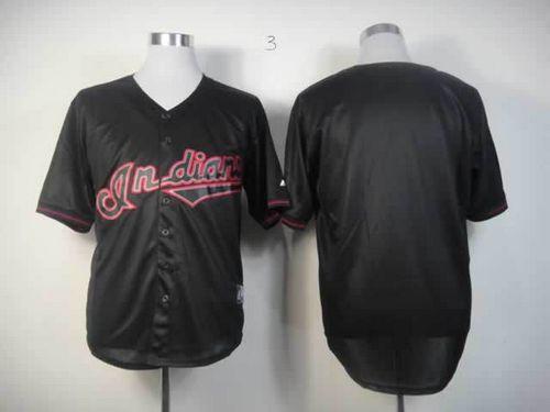 Indians Blank Black Fashion Stitched MLB Jersey - Click Image to Close